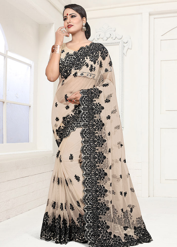 Beige Organza Saree With Blouse Piece - Indian Silk House Agencies