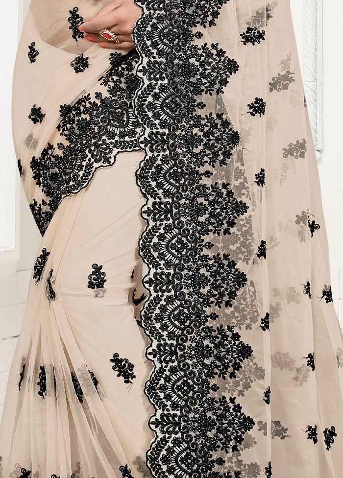 Beige Organza Saree With Blouse Piece - Indian Silk House Agencies