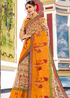 Beige Organza Saree With Blouse Piece - Indian Silk House Agencies