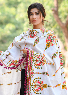 White Khadi Dupatta - Indian Silk House Agencies