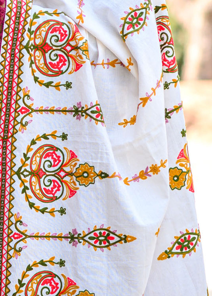 White Khadi Dupatta - Indian Silk House Agencies