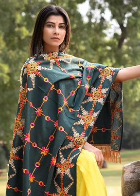 Teal Blue Khadi Dupatta - Indian Silk House Agencies