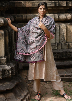 Grey Khadi Dupatta - Indian Silk House Agencies