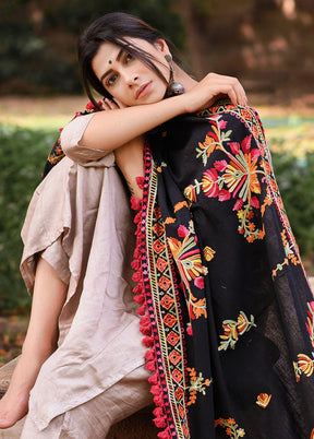 Black Khadi Dupatta - Indian Silk House Agencies