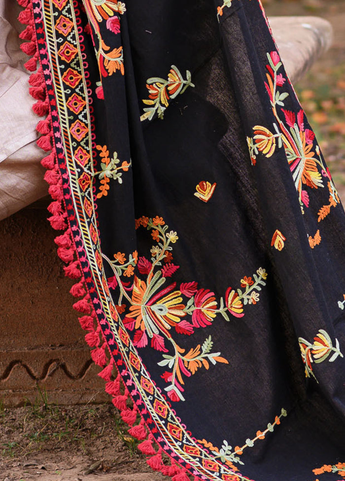 Black Khadi Dupatta - Indian Silk House Agencies