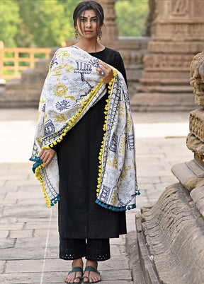 White Khadi Dupatta - Indian Silk House Agencies