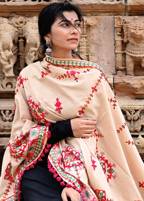 Beige Khadi Dupatta - Indian Silk House Agencies