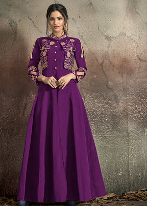 Light Purple Readymade Silk Gown