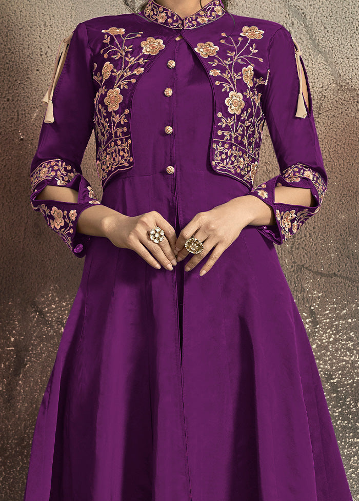 Light Purple Readymade Silk Gown