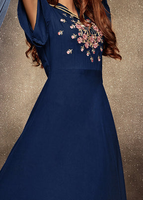 Royal Blue Readymade Rayon Gown