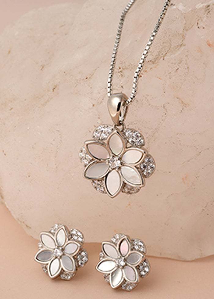 925 Sterling Silver Glossy Pendant Set