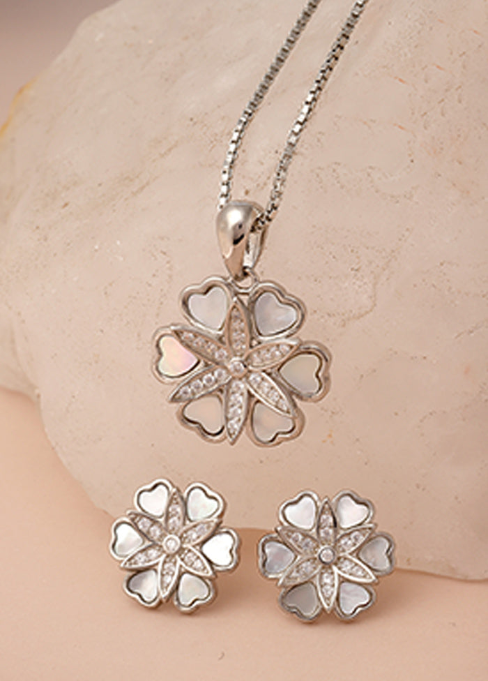 925 Sterling Silver Glossy Pendant Set