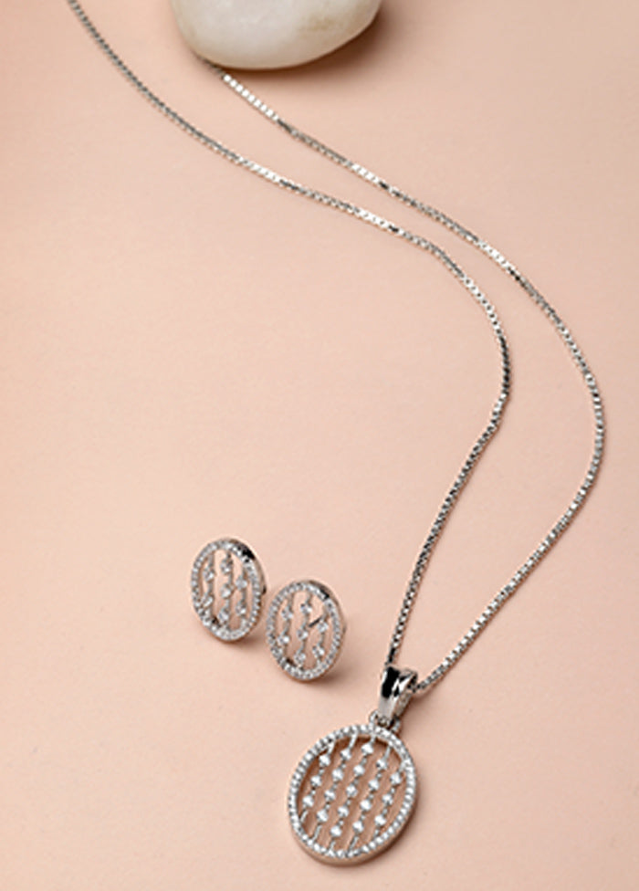 925 Sterling Silver Glossy Pendant Set