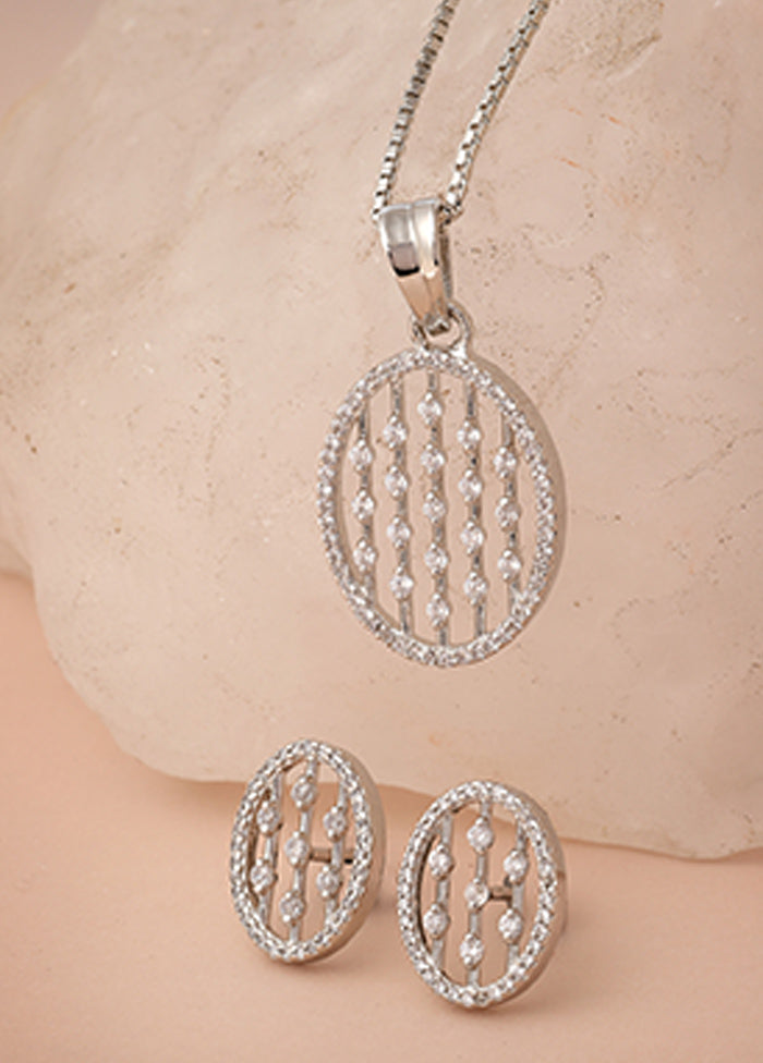 925 Sterling Silver Glossy Pendant Set