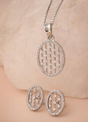 925 Sterling Silver Glossy Pendant Set