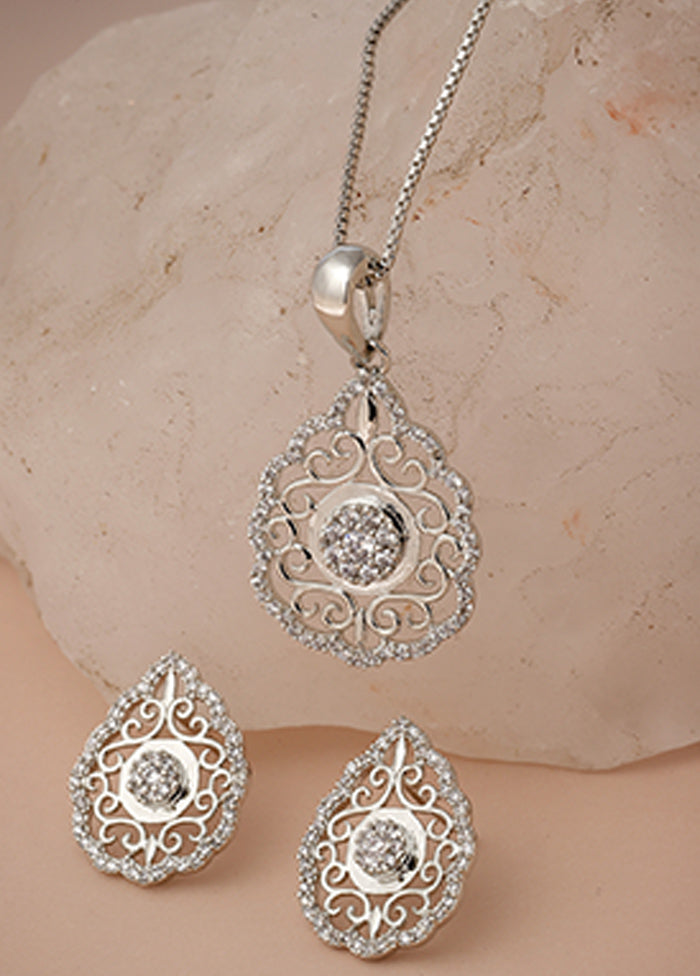 925 Sterling Silver Glossy Pendant Set