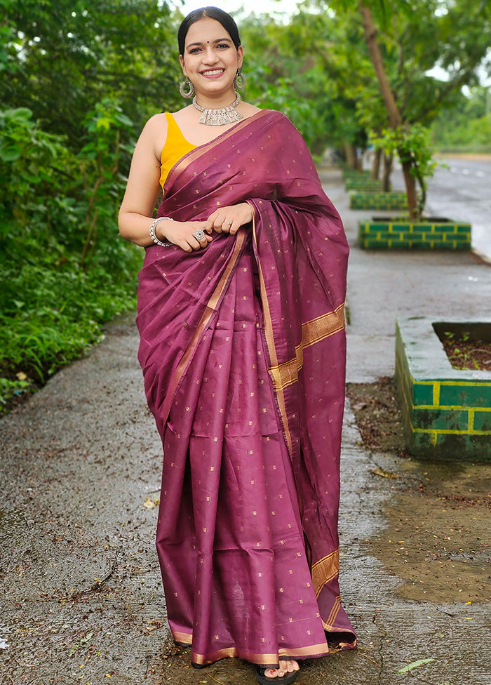 Wine Dupion Silk Saree With Blouse Piece - Indian Silk House Agencies