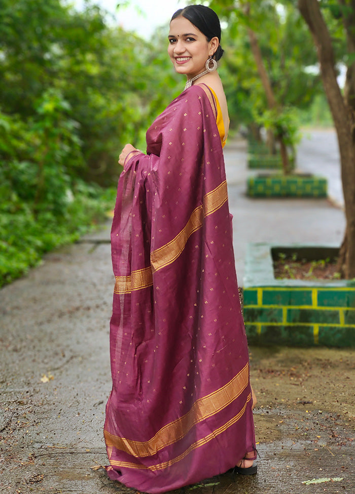 Wine Dupion Silk Saree With Blouse Piece - Indian Silk House Agencies