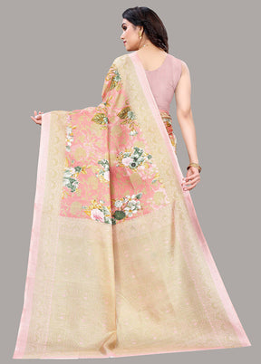 Pink Spun Silk Woven Saree With Blouse Piece - Indian Silk House Agencies