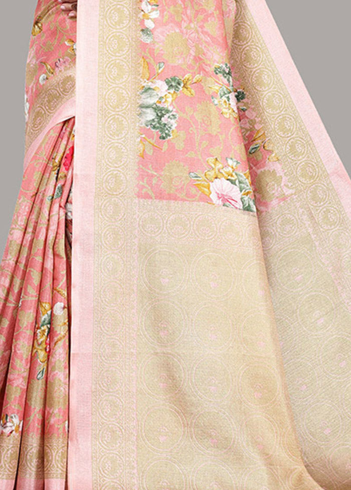 Pink Spun Silk Woven Saree With Blouse Piece - Indian Silk House Agencies