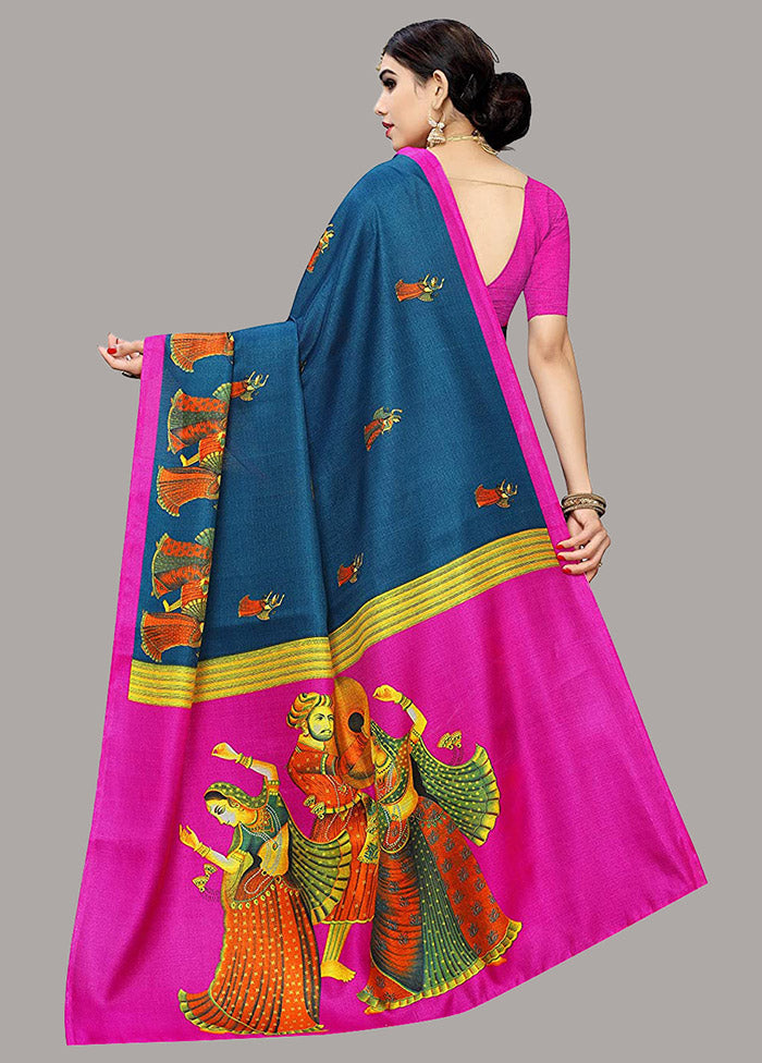 Light Blue Spun Silk Woven Saree With Blouse Piece - Indian Silk House Agencies