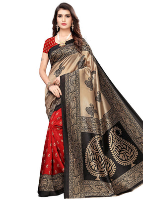 Red Spun Silk Woven Saree With Blouse Piece - Indian Silk House Agencies