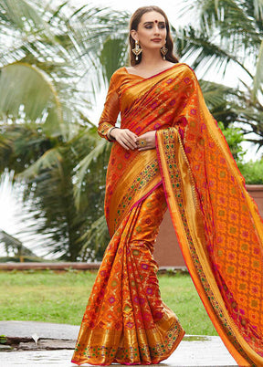 Orange Spun Silk Saree With Blouse Piece - Indian Silk House Agencies