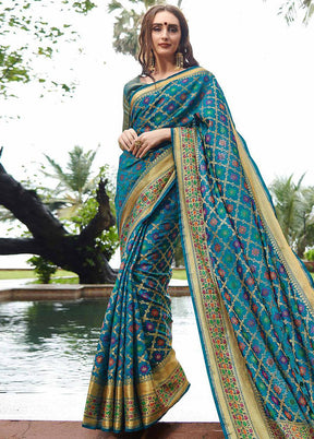 Turquoise Spun Silk Saree With Blouse Piece - Indian Silk House Agencies