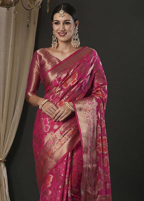 Light Pink Organza Saree With Blouse Piece