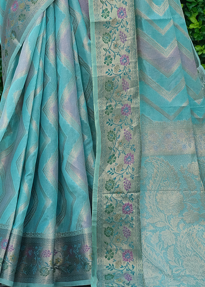 Blue Silk Saree With Blouse Piece