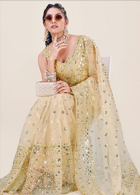 Golden Organza Saree With Blouse Piece - Indian Silk House Agencies