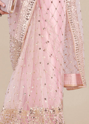 Pink Organza Saree With Blouse Piece - Indian Silk House Agencies