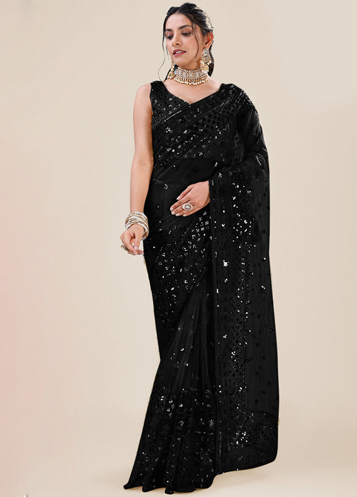 Black Organza Saree With Blouse Piece - Indian Silk House Agencies