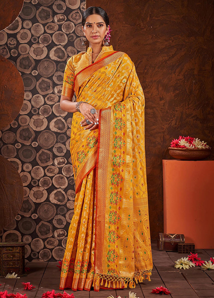 Yellow Organza Saree With Blouse Piece