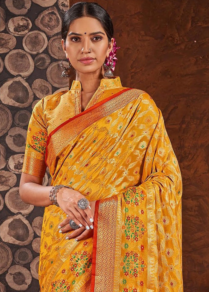 Yellow Organza Saree With Blouse Piece