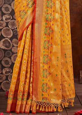 Yellow Organza Saree With Blouse Piece