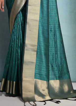 Rama Dupion Silk Saree With Blouse Piece