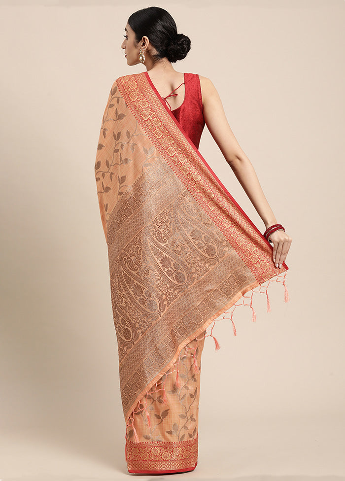 Orange Spun Silk Saree With Blouse Piece - Indian Silk House Agencies