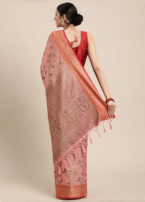 Pink Spun Silk Saree With Blouse Piece - Indian Silk House Agencies