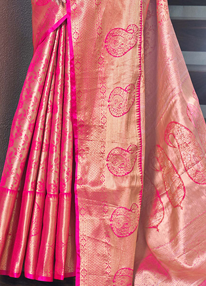 Pink Dupion Silk Saree With Blouse Piece - Indian Silk House Agencies