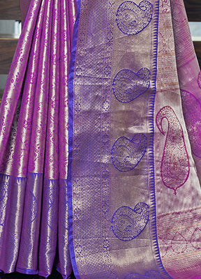 Purple Dupion Silk Saree With Blouse Piece - Indian Silk House Agencies