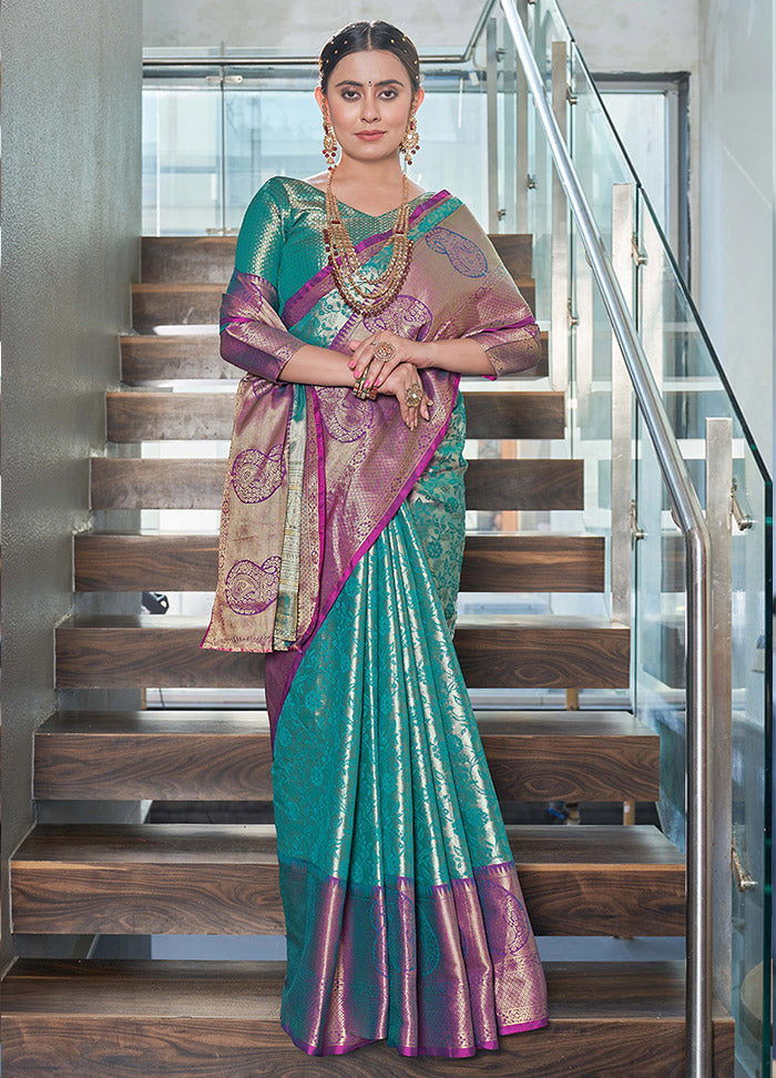 Rama Dupion Silk Saree With Blouse Piece - Indian Silk House Agencies