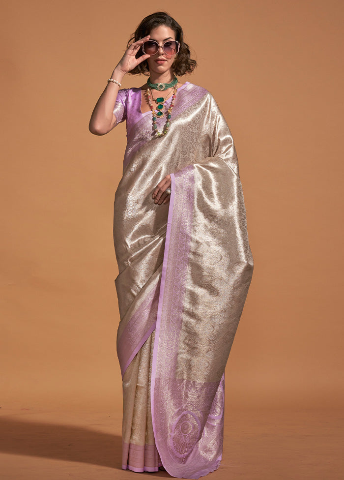 Grey Kanjivaram Silk Saree With Blouse Piece