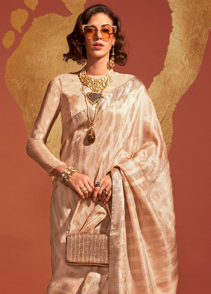 Beige Spun Silk Saree With Blouse Piece