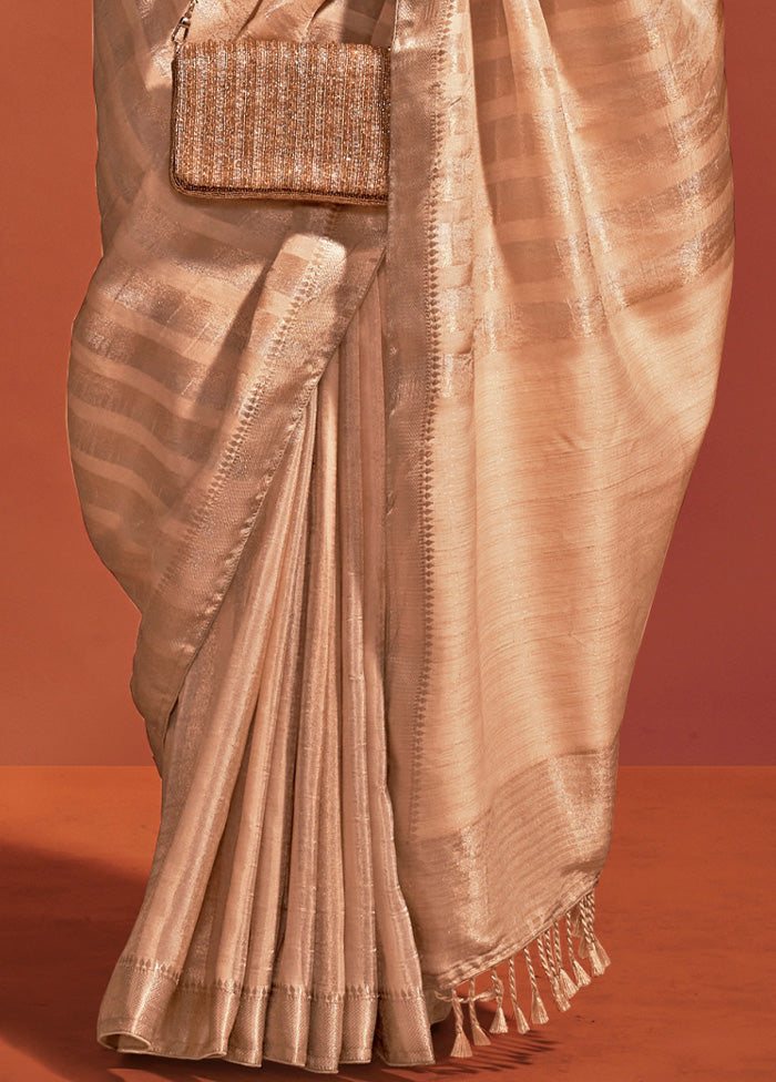 Beige Spun Silk Saree With Blouse Piece