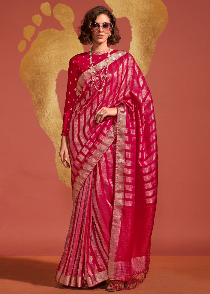 Pink Spun Silk Saree With Blouse Piece