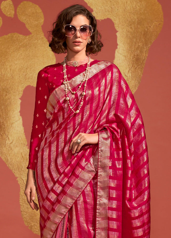 Pink Spun Silk Saree With Blouse Piece