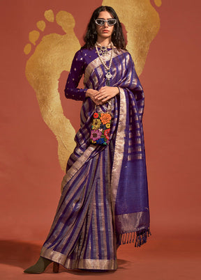 Purple Spun Silk Saree With Blouse Piece