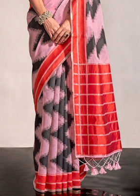 Pink Spun Silk Saree With Blouse Piece