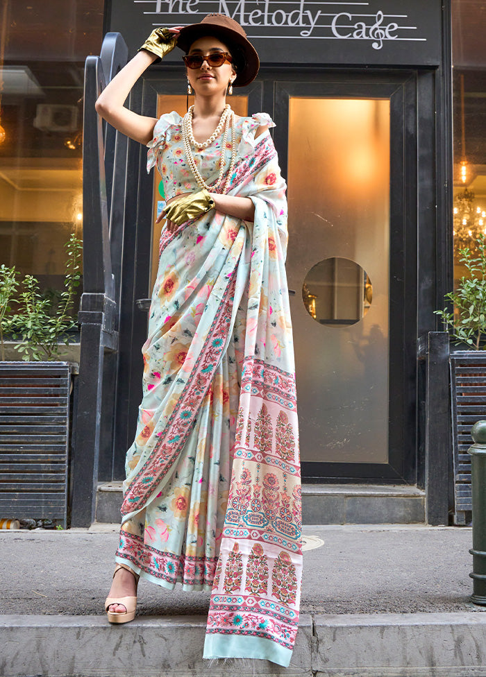 Multicolor Georgette Saree With Blouse Piece